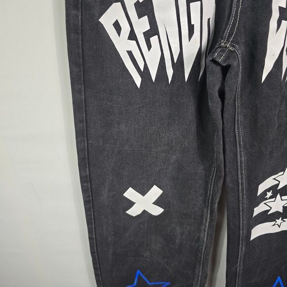 Mauv Studio Black Star Letter Graphic Cargo Jeans Size S - Picture 5 of 12
